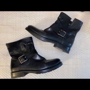 Frye Natalie Engineer Black Leather Booties